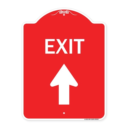 Signmission Designer Series Exit Exit W/ Up Arrow, Red & White Aluminum Sign, 18" H, 24" L, RW-1824-24030 A-DES-RW-1824-24030